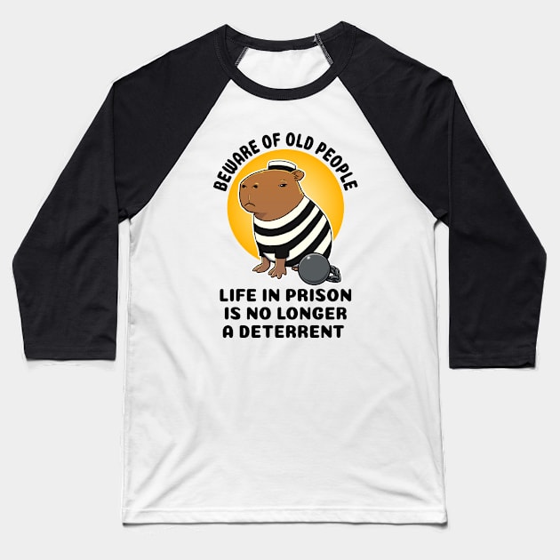 Beware of old people life in prison is no longer a deterrent Capybara Prisioner Baseball T-Shirt by capydays